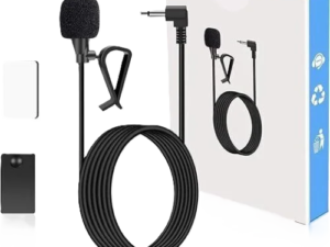 GHIOPMZ Car Stereo Microphone – 3.5mm Universal External Hands-Free Mic Compatible with Car Radio, GPS, DVD Head Unit Vehicle Audio Accessories