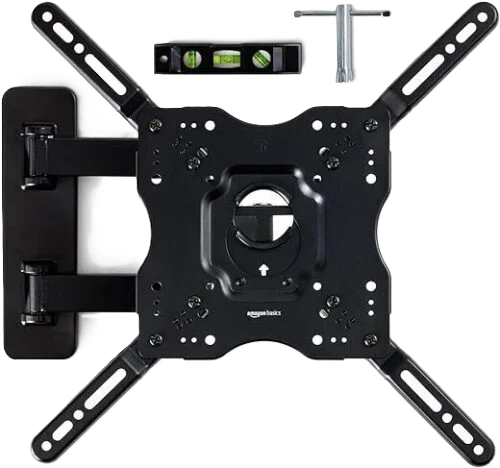 Amazon Basics Full Motion Articulating TV Wall Mount, with Swivel and Tilt, for 26″ to 55″ TVs and Flat Panels up to 80 Lbs, VESA Compatible, Black