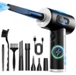 Compressed Air Duster-3 Gear Adjustable 100000RPM Electric Air Duster with LED Light, Rechargeable Cordless Air Blower for Keyboard Electric Devices Cleaning. Replaces Compressed Air Cans (Black)