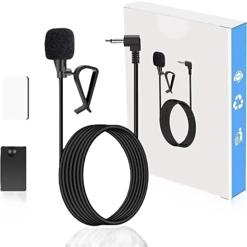 GHIOPMZ Car Stereo Microphone – 3.5mm Universal External Hands-Free Mic Compatible with Car Radio, GPS, DVD Head Unit Vehicle Audio Accessories