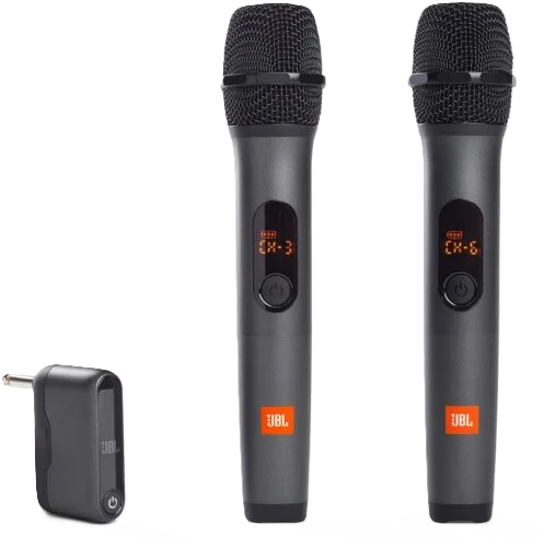 JBL Wireless Two Microphone System with Dual-Channel Receiver, Black