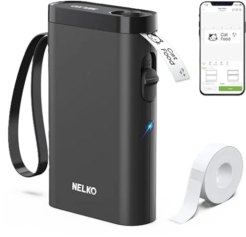 Nelko Label Maker Machine with Tape, P21 Bluetooth Label Printer, Wireless Mini Label Makers with Multiple Templates for School Office Home, White