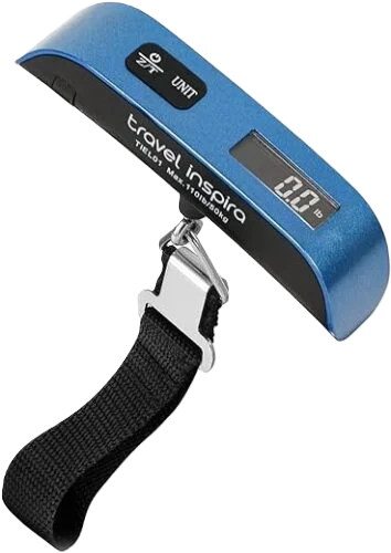 travel inspira Luggage Scale, Portable Digital Hanging Baggage Scale for Travel, Suitcase Weight Scale with Rubber Paint, 110 Pounds, Battery Included